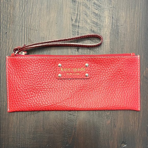 kate spade Handbags - Kate Spade Vibrant Red Pebbled Leather Wristlet